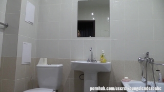 urinates a young girl with a hairy pussy, close-up